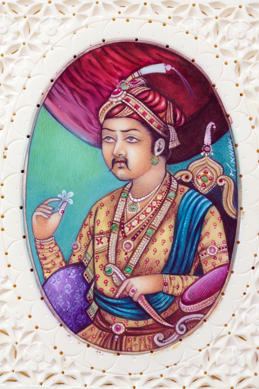 Miniaturmalerei des Mogulkaisers Akbar von School Indian