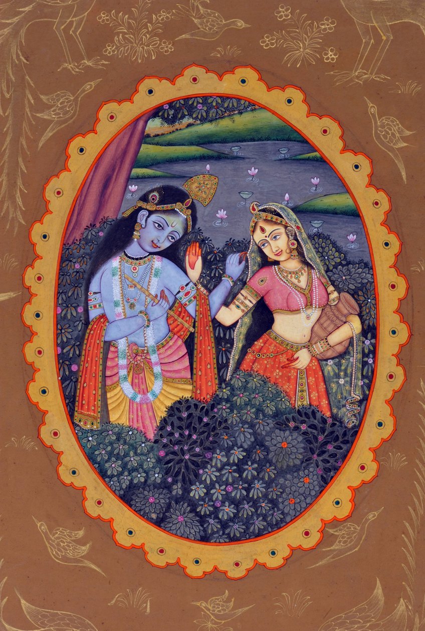 Miniaturmalerei von Radha Krishna von School Indian