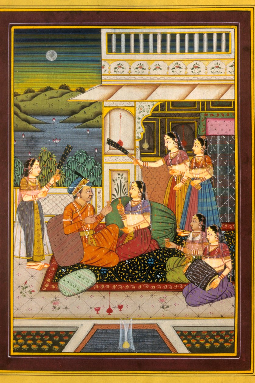 Mogul-Miniaturmalerei, Liebesszenen, Indien von School Indian