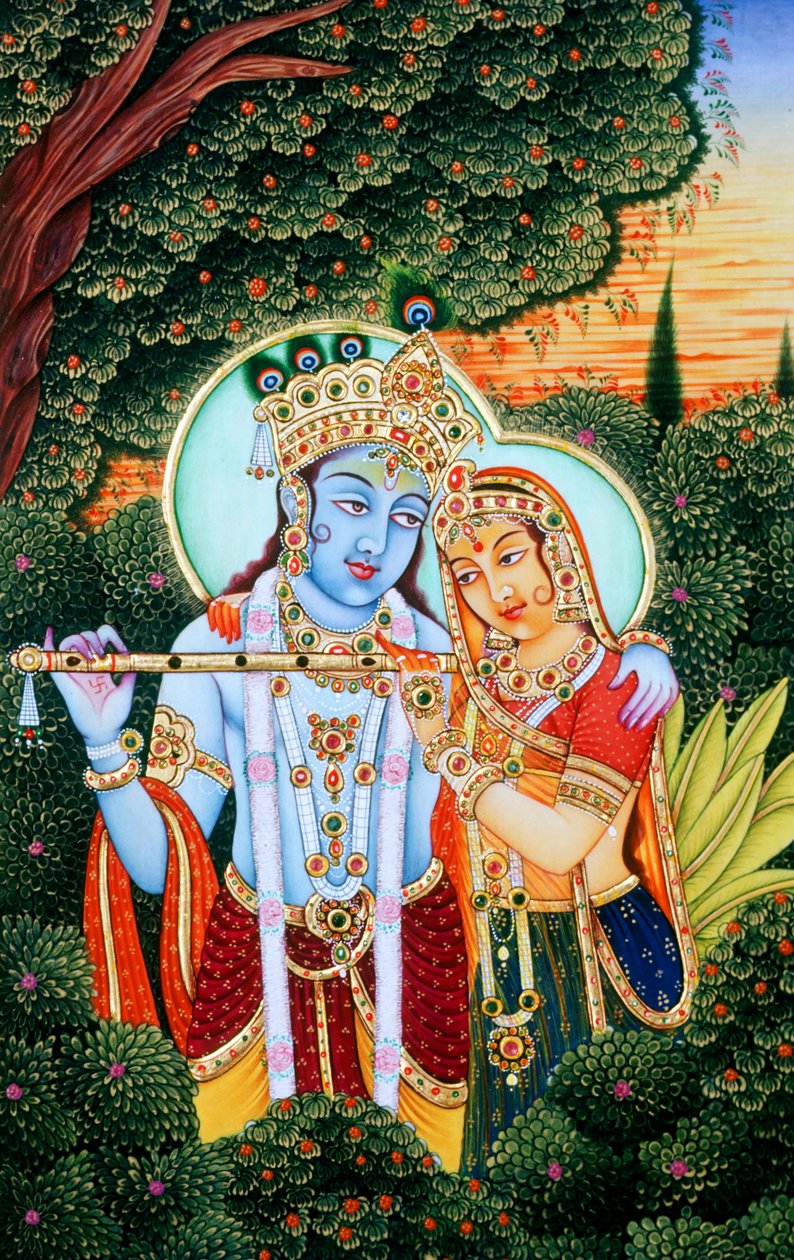 Radha Krishna Miniaturmalereien von School Indian