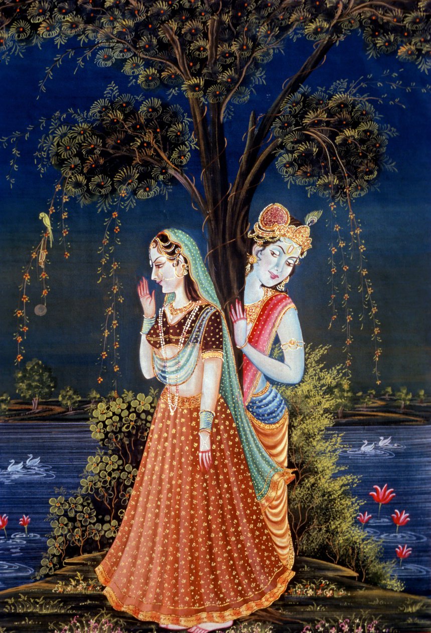 Radha Krishna Miniaturmalereien von School Indian
