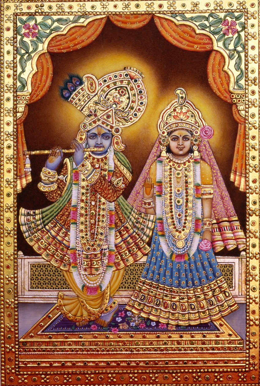 Radha Krishna mit Goldprägung von School Indian
