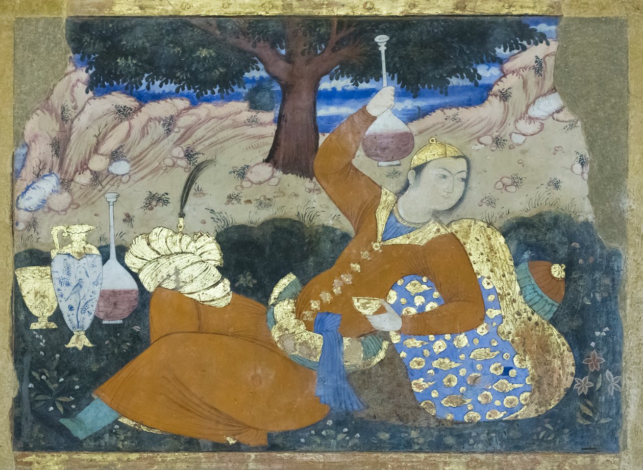 Fresko im Chehel Sotoun Palast, Esfahan, Iran von School Iranian
