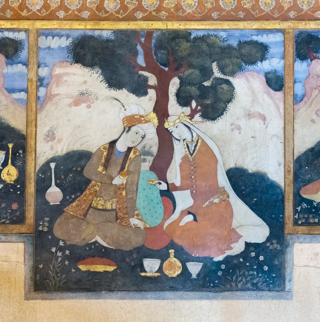 Fresko im Chehel Sotoun Palast, Esfahan, Iran von School Iranian