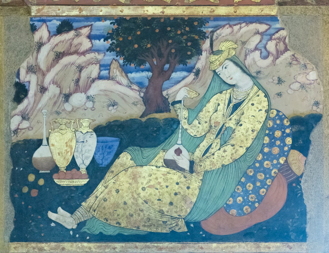 Fresko im Chehel Sotoun Palast, Isfahan, Iran von School Iranian