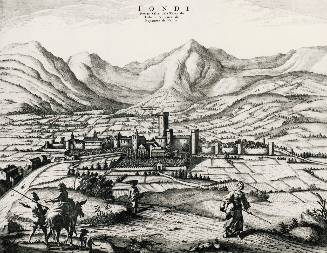 Stadt Fundi in Latium, Gravur, Italien von School Italian