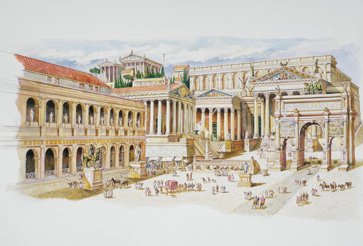 Forum Romanum (Farblithographie) von School Italian