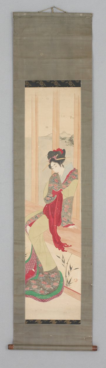 Frau auf Fenstersitz (Kakemono) von Japanese School