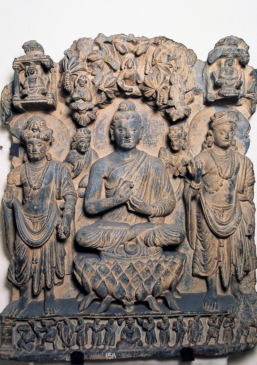 Fries, der Buddhas und Gottheiten darstellt, Peshawar, Pakistan von School Pakistani