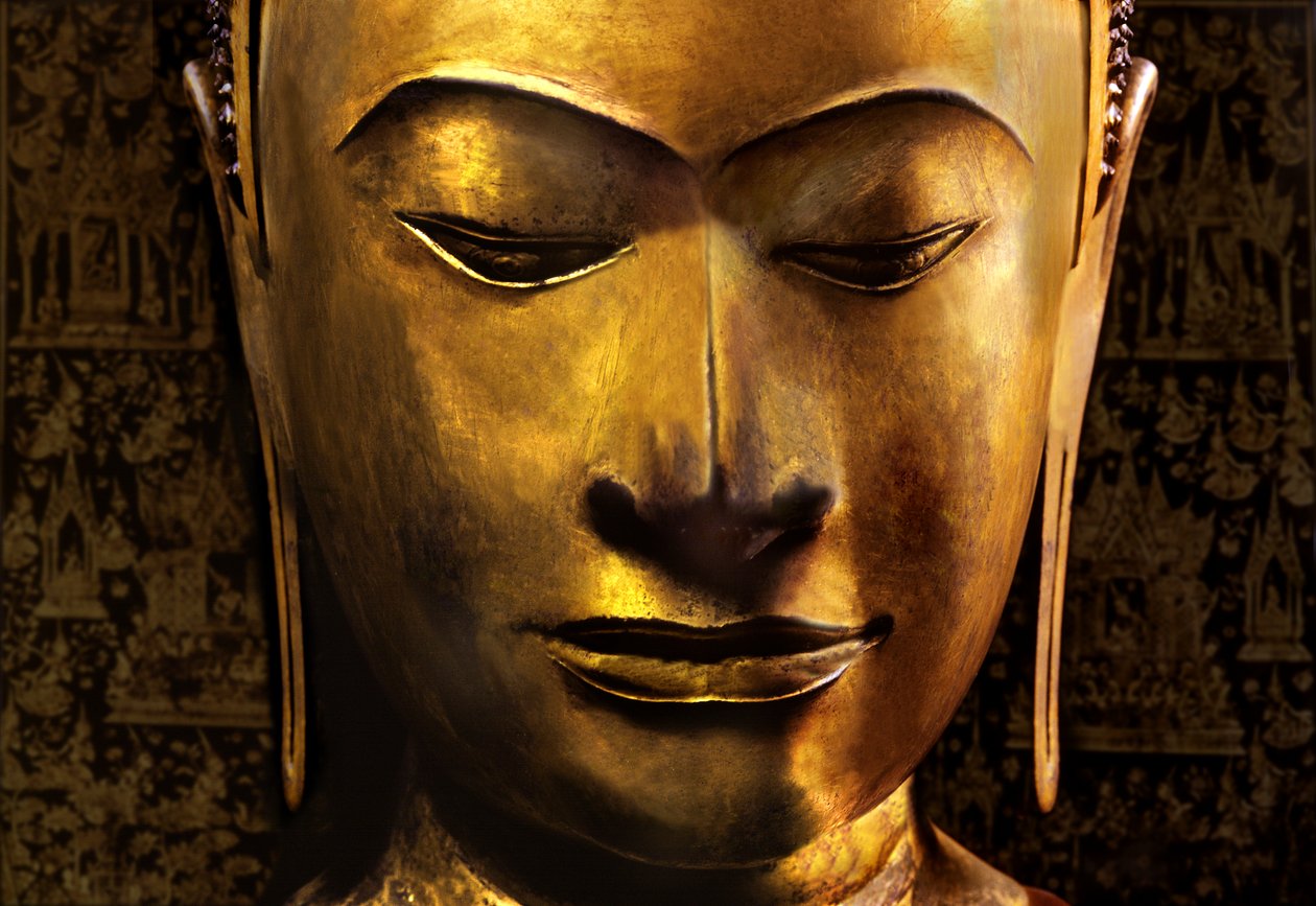 Kopf eines Buddha-Bildes von School Siamese