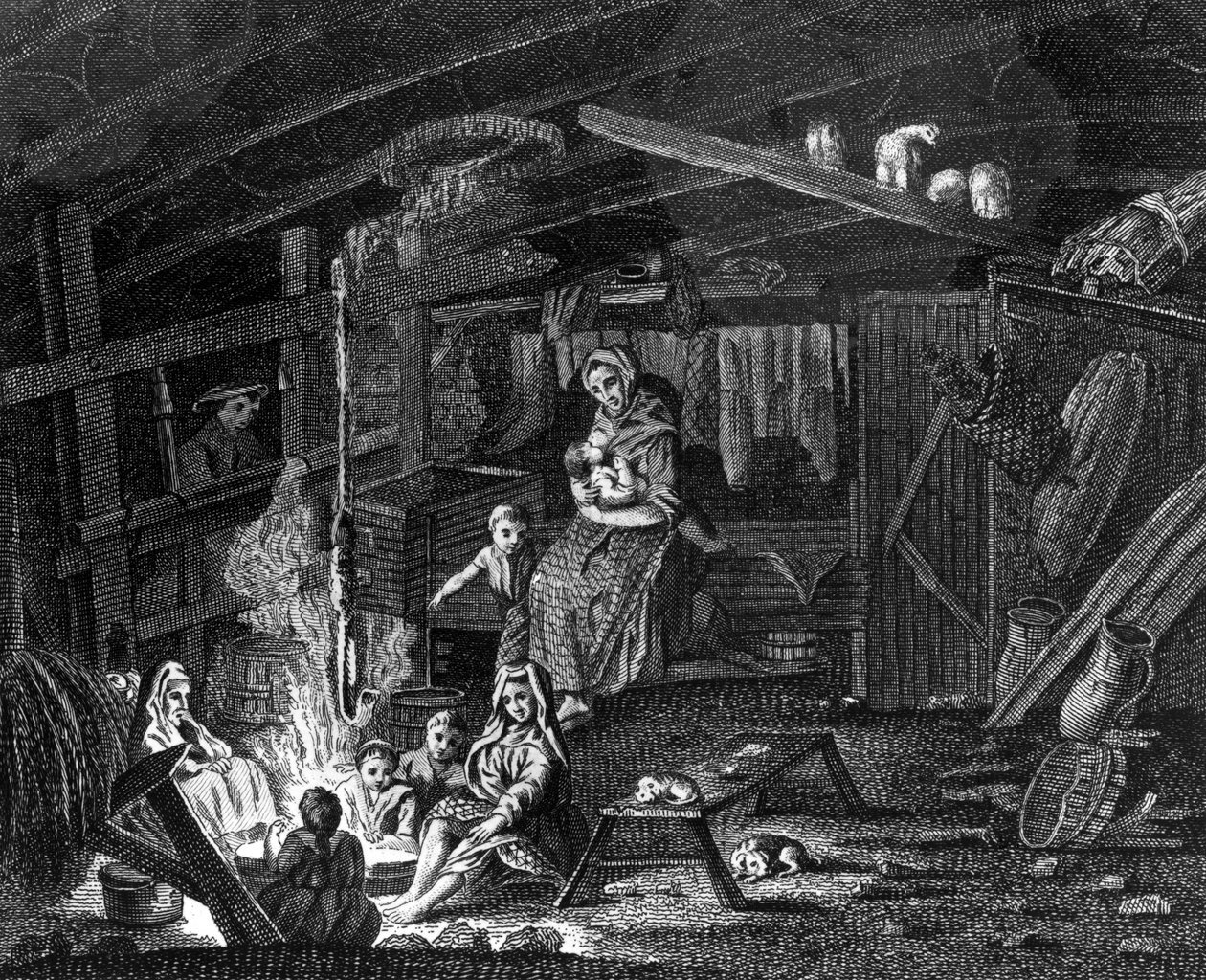 Im Inneren einer Weberhütte in Ilay, Illustration aus 