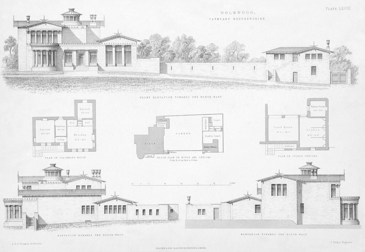 Außendetails von Holmwood, Glasgow von Scottish School