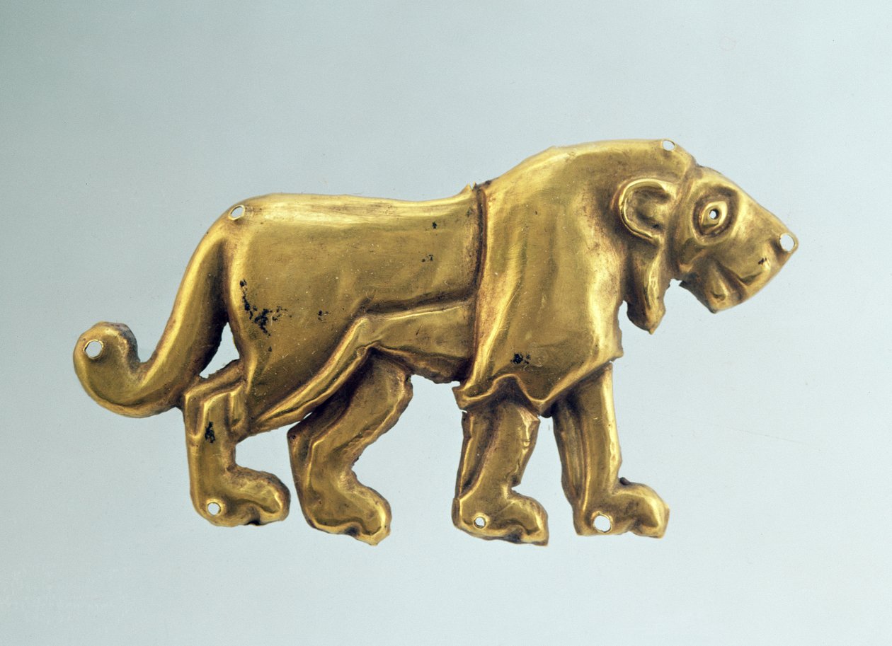 Schreitender Löwe, Ornament von einem Begräbnisbaldachin, spätes 3. Jahrtausend v. Chr. von Scythian