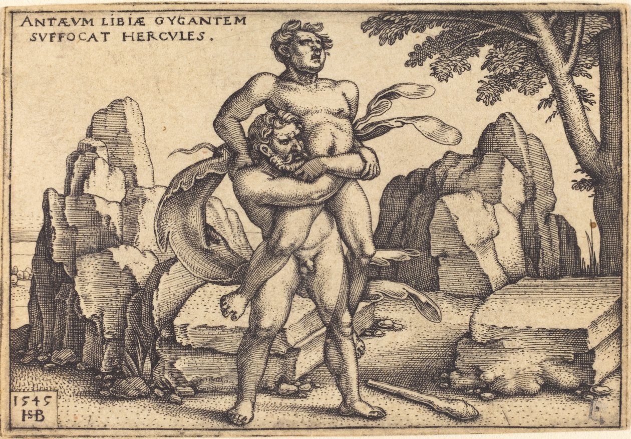 Herkules tötet Antäus von Sebald Beham