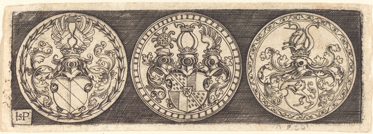 Drei Medaillen mit Wappen von Sebald Beham