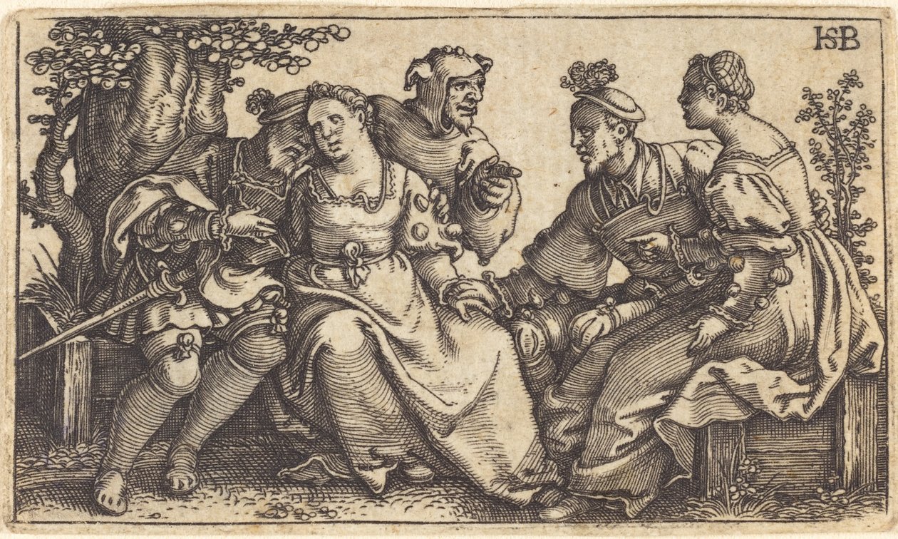 Zwei Liebespaare mit Clown von Sebald Beham