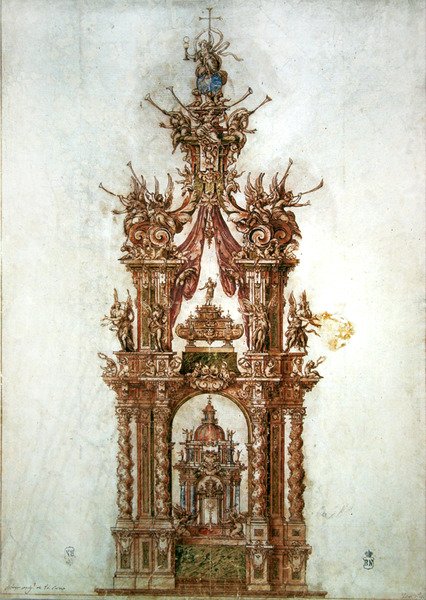 Studie für den Altar des Heiligen Isidor in der Kirche San Andres, Madrid von Sebastian de Herrera Barnuevo