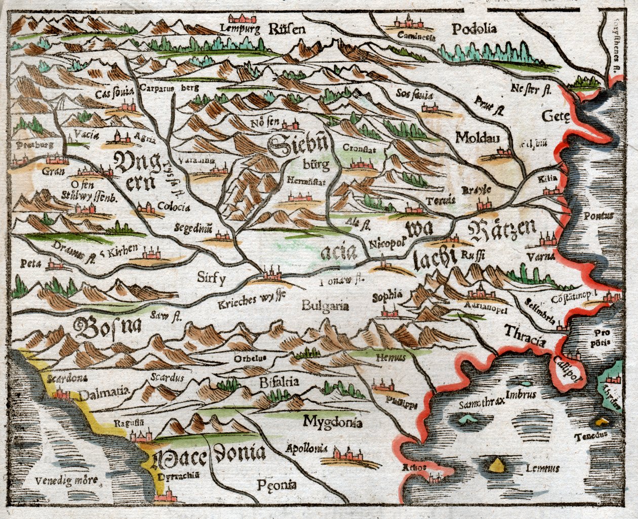 Osteuropa und Balkan 1575 von Sebastian Munster
