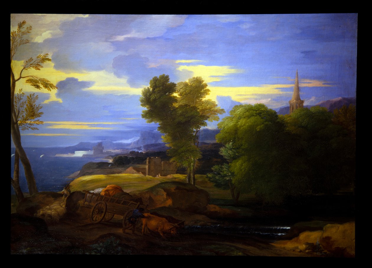 Ochsen in einer pastoralen Landschaft von Sébastien Bourdon