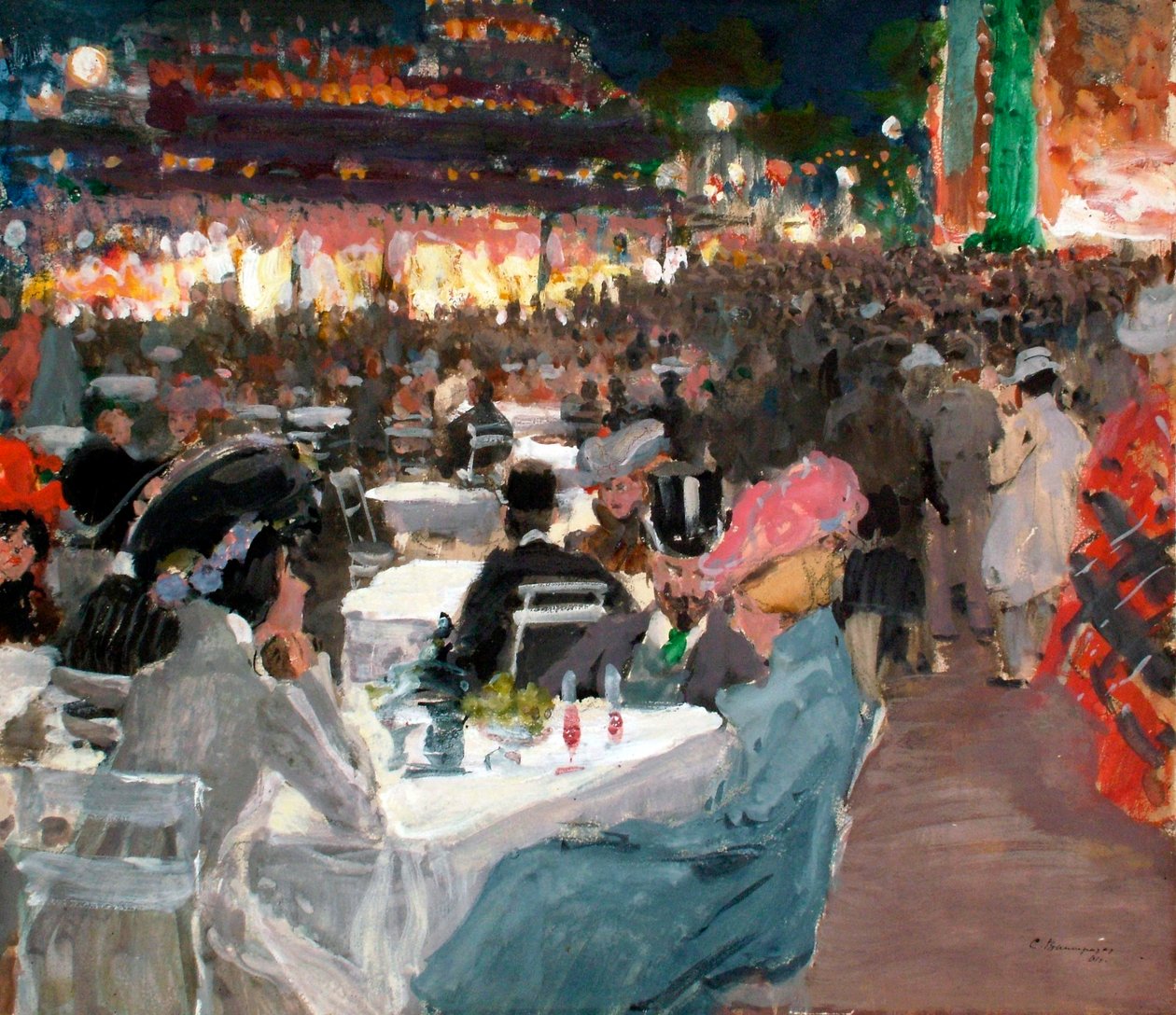 Café in Paris bei Nacht, 1901 von Sergei Arsenevich Vinogradov