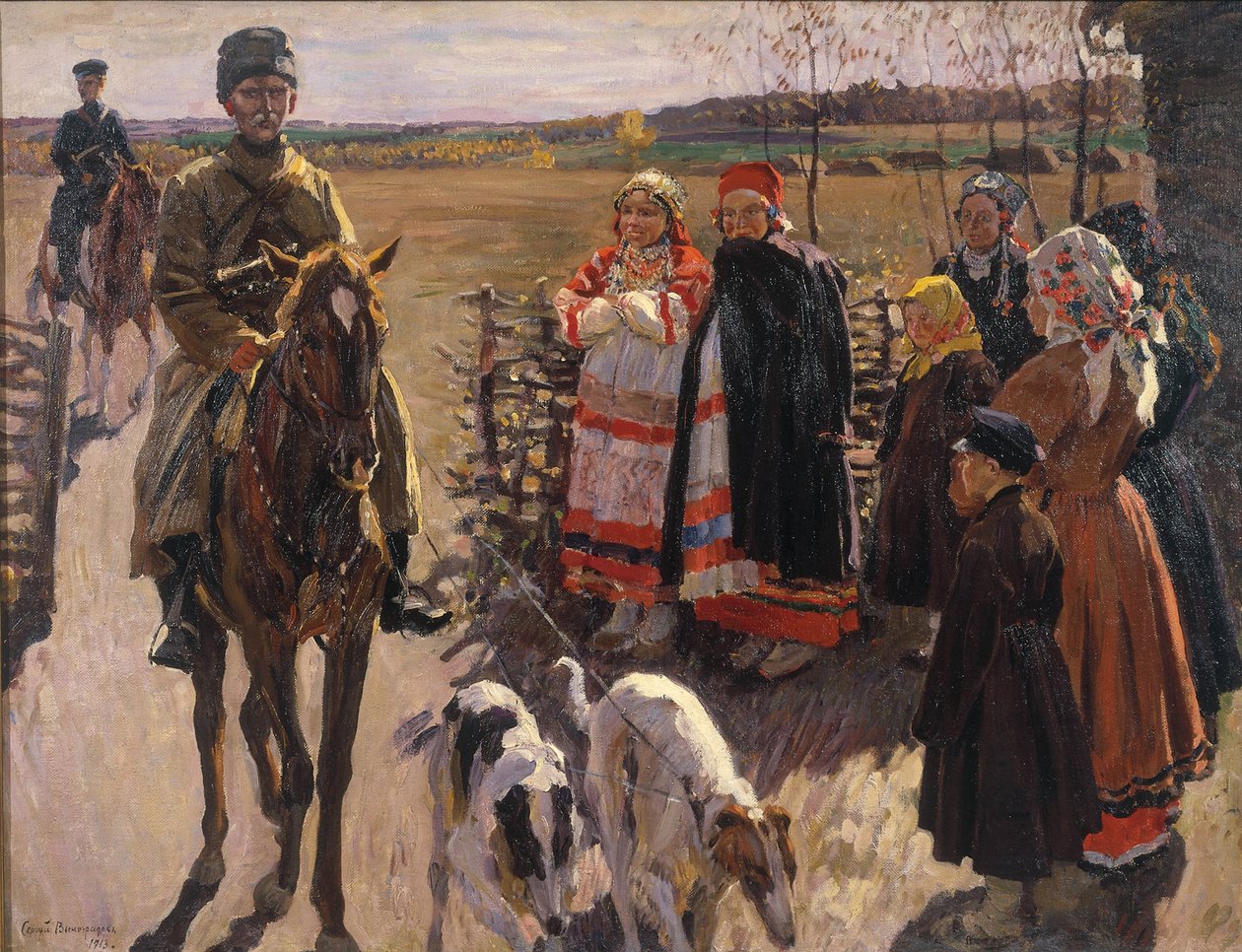 Jäger mit Borzois, 1913 von Sergei Arsenevich Vinogradov