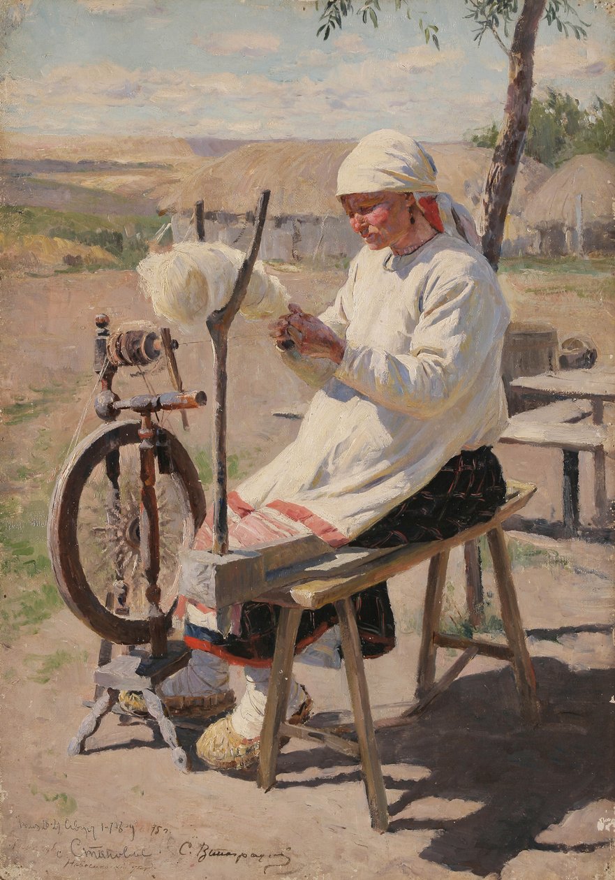 Die Spinnerin, 1895 von Sergei Arsenevich Vinogradov