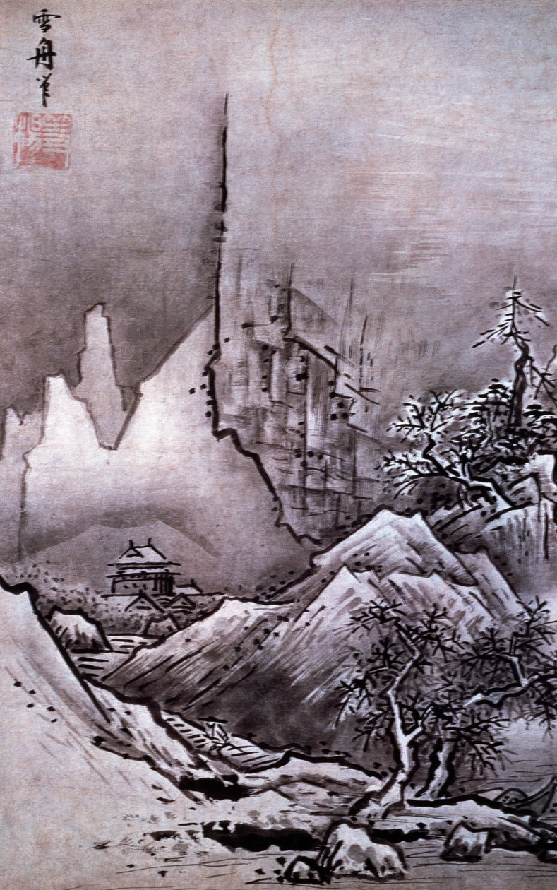 Winterlandschaft (Tinte und Farbe auf Papier) von Sesshû Tôyô