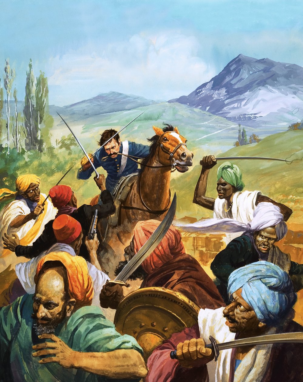 Unidentifizierter Kavallerist greift Indianer an von Severino Baraldi