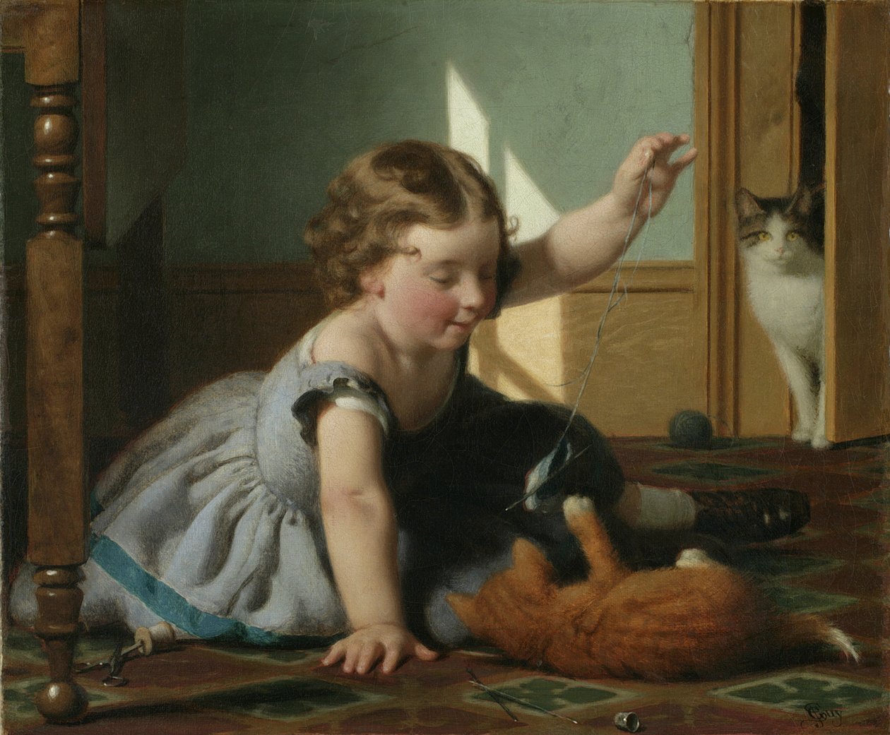 Mädchen und Kätzchen von Seymour Joseph Guy