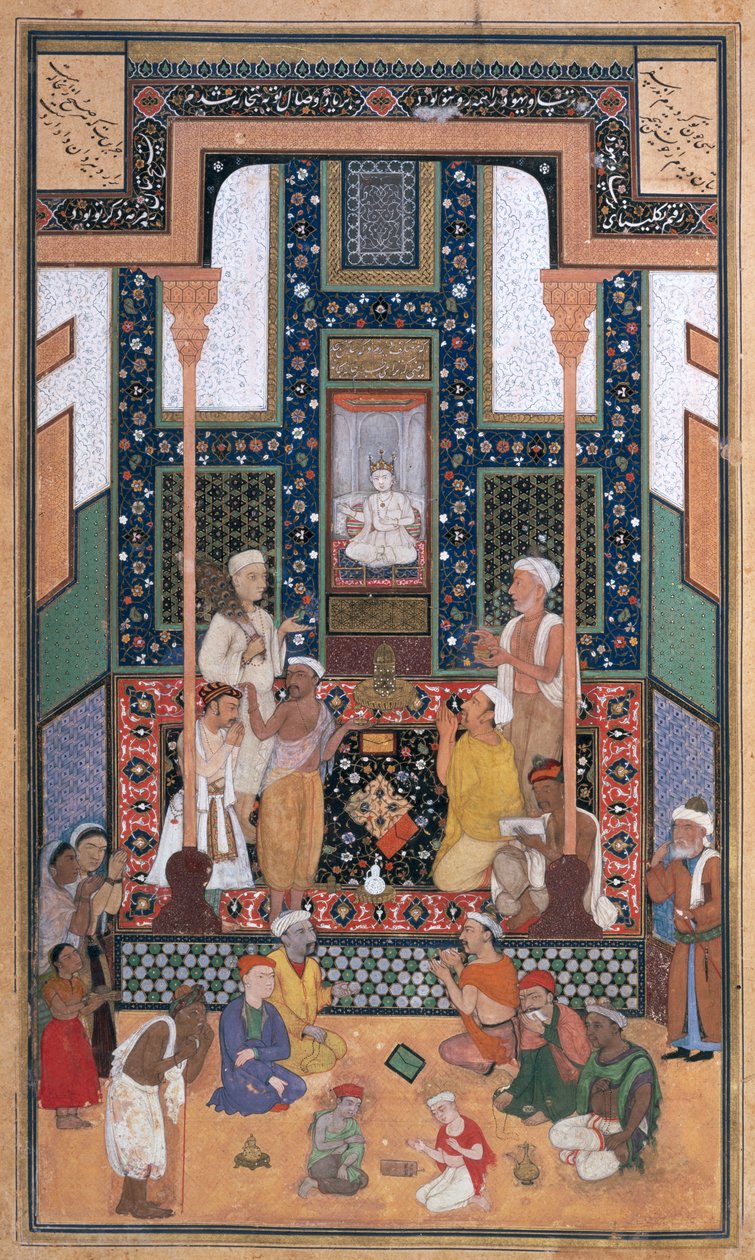 Sadi besucht einen indischen Tempel, Miniatur aus einem Bustan (Der Obstgarten) von Sadi, Buchara, West-Usbekistan, ca. 1531-32 von Shaykh Zada