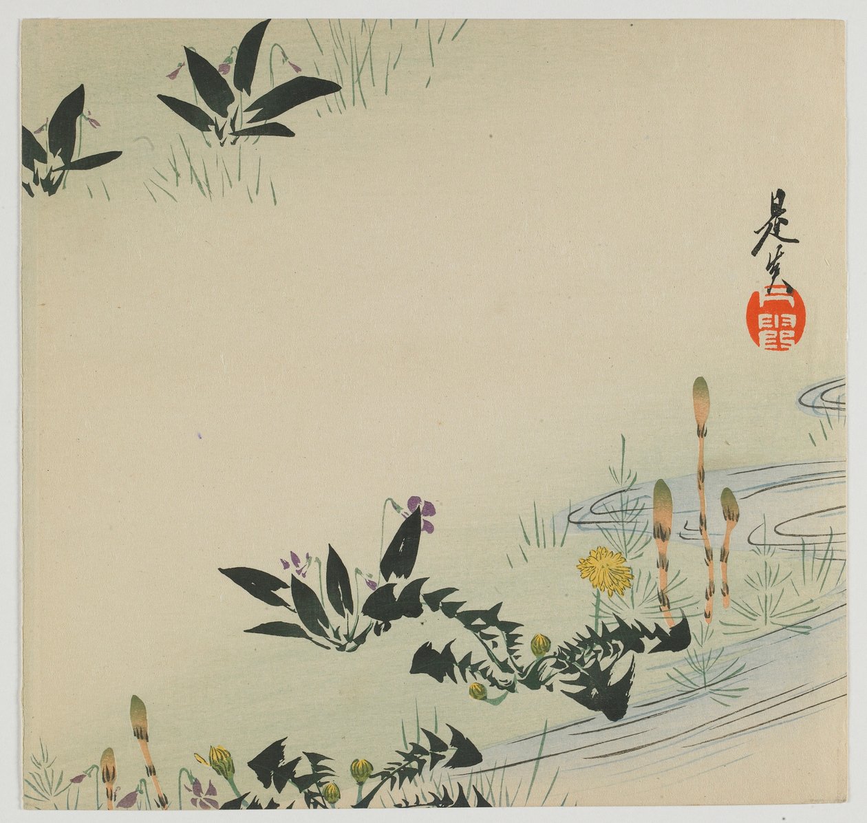 Frühlingsblumen, Meiji-Ära, spätes 19. Jahrhundert (Farbholzschnitt) von Shibata Zeshin
