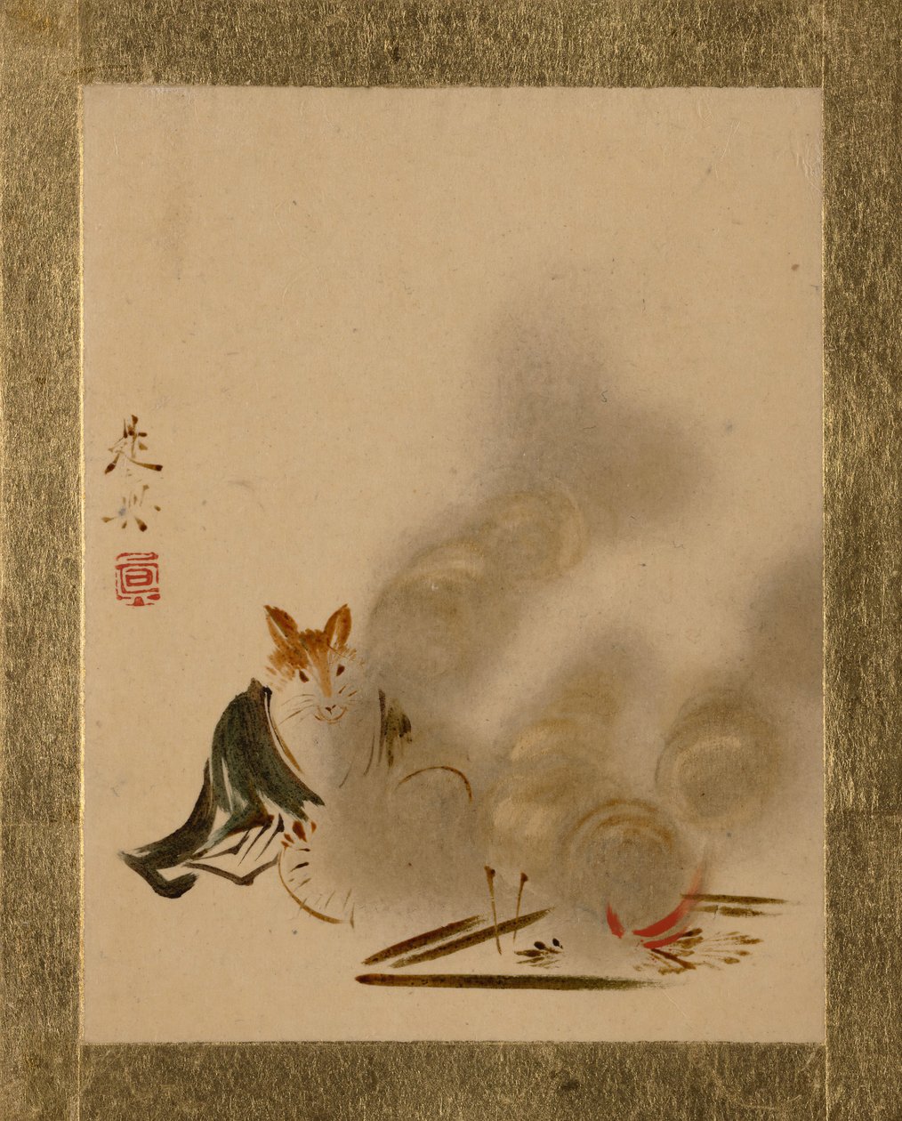 Fuchs am mystischen Feuer von Shibata Zeshin