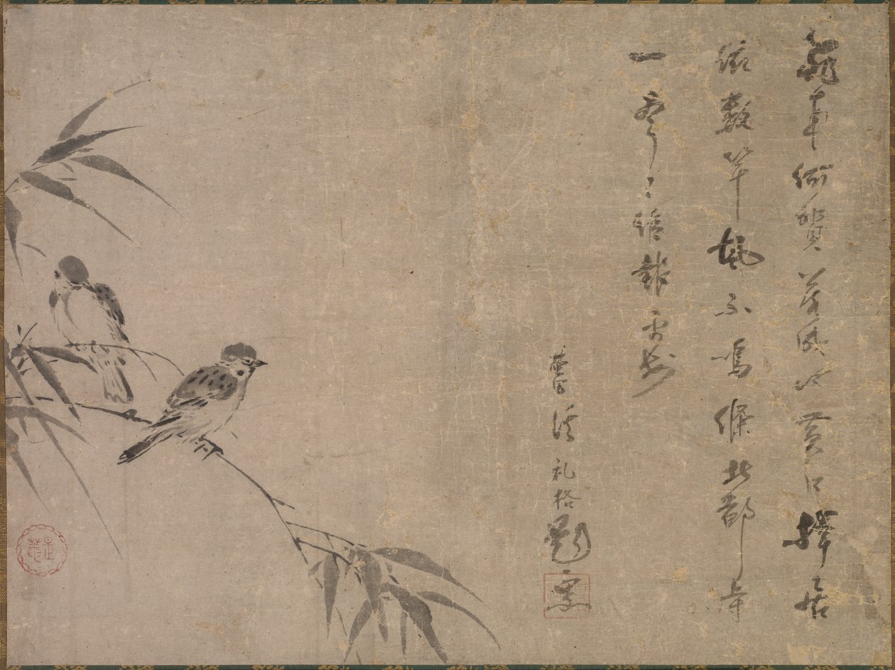 Sperlinge und Bambus von Shiken Seidō
