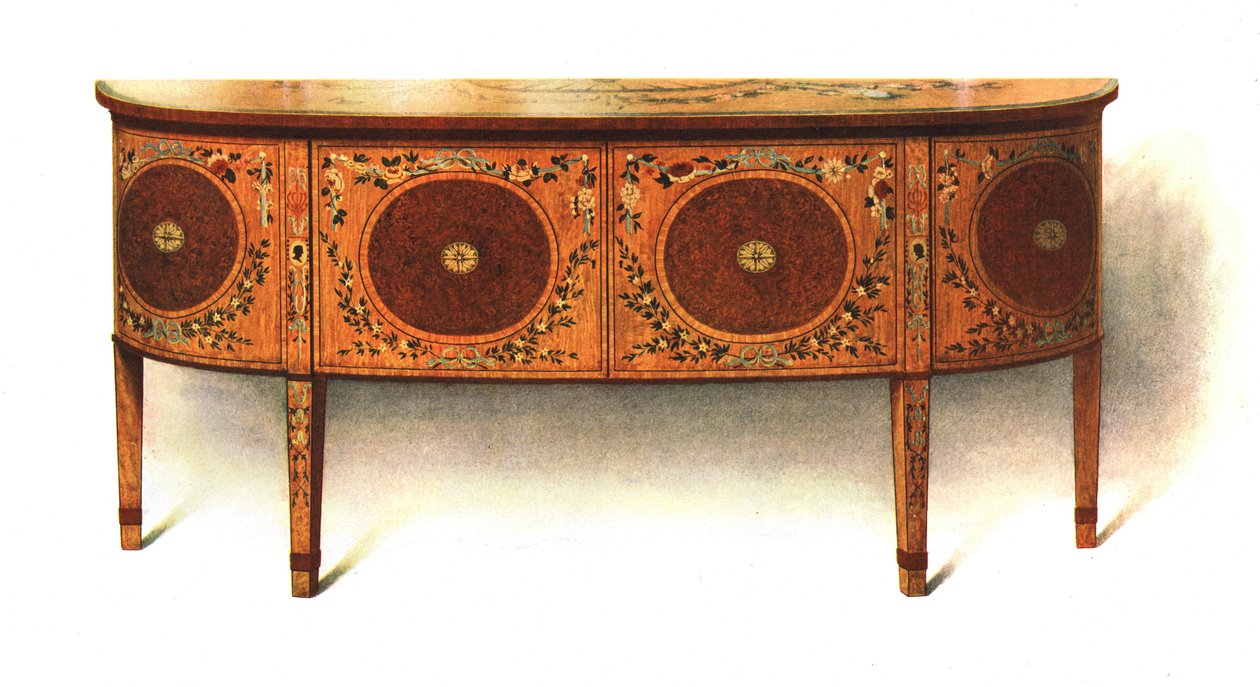 Bemalter Sideboard-Kommode, 1908 von Shirley Charles Llewellyn Slocombe