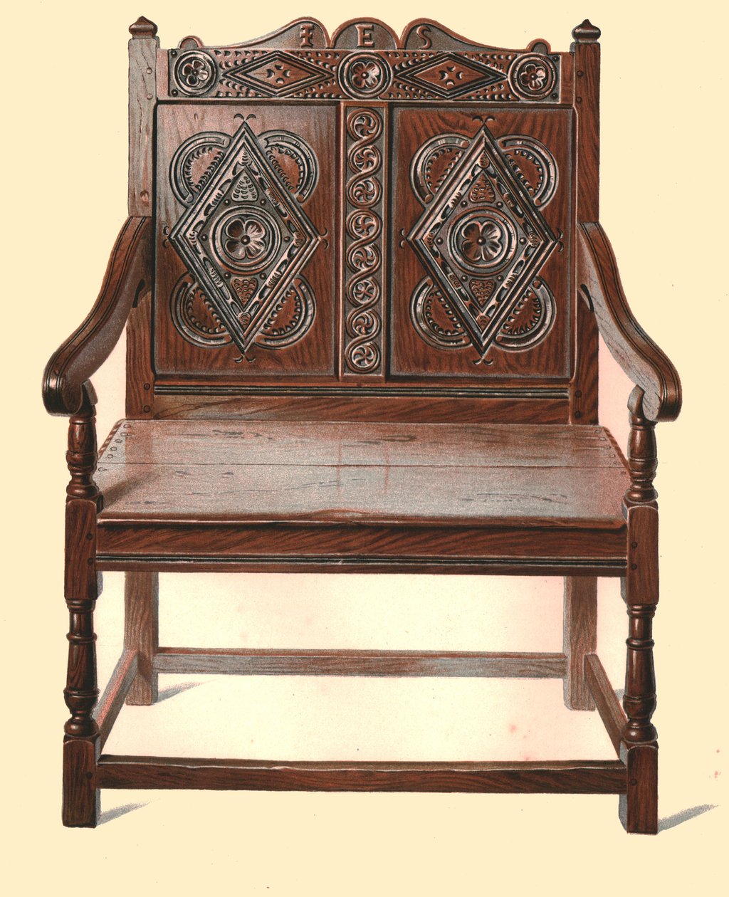 Walisischer Doppelsessel aus Eiche, 1904 von Shirley Charles Llewellyn Slocombe