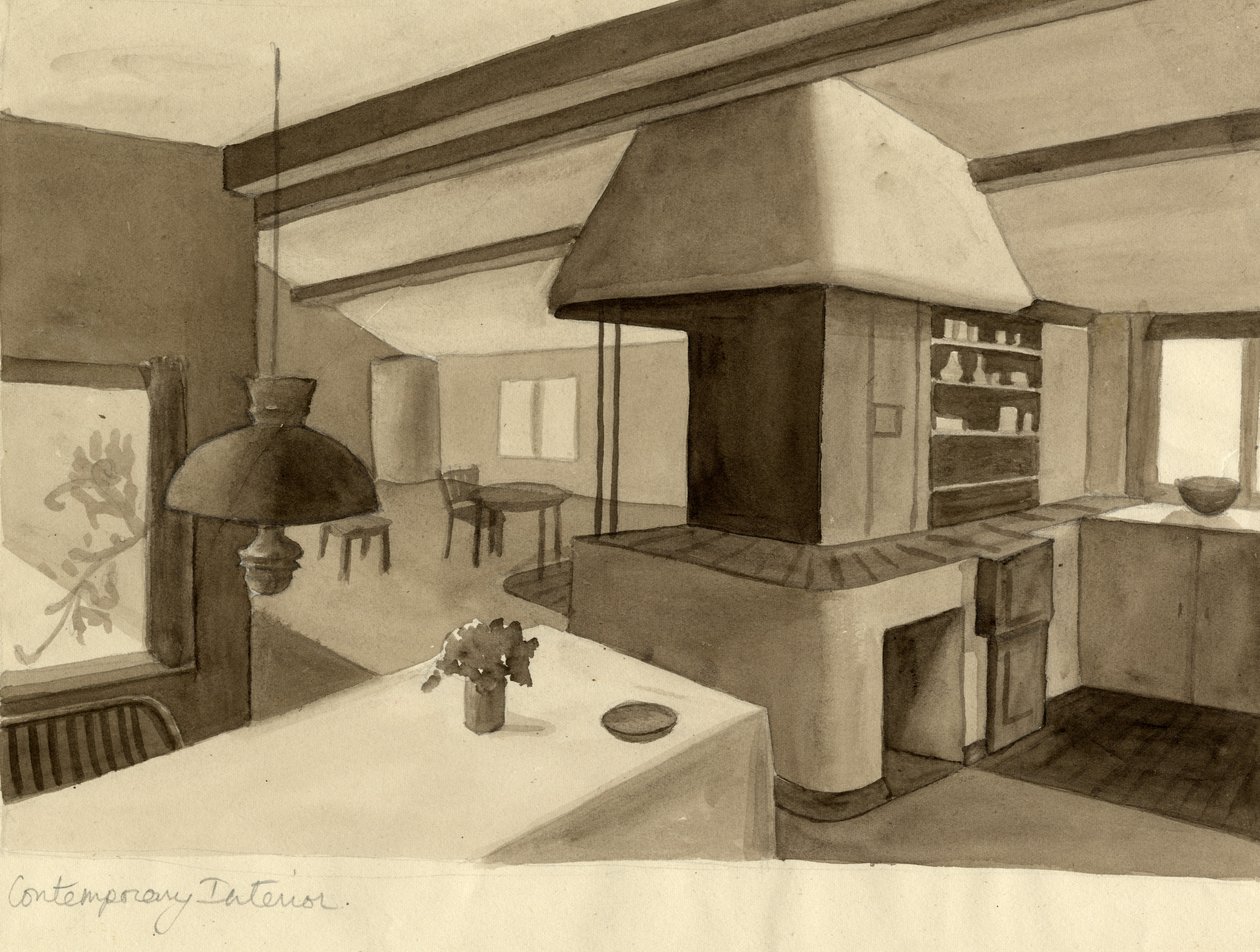 Zeitgenössisches Interieur, ca. 1950 von Shirley Markham