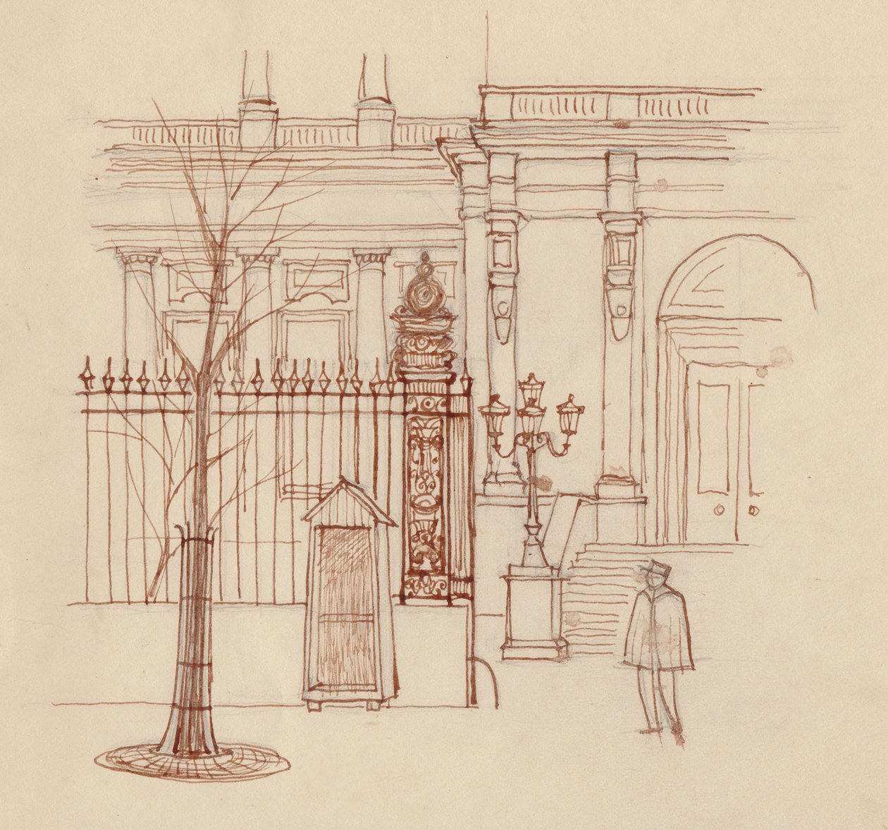 Gendarm vor klassischem Gebäude, Paris von Shirley Markham