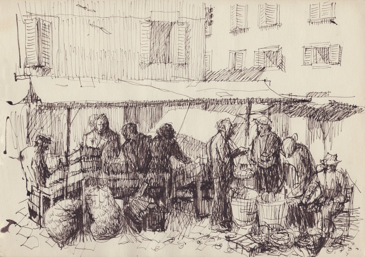Marktszene, Italien, ca. 1950 von Shirley Markham