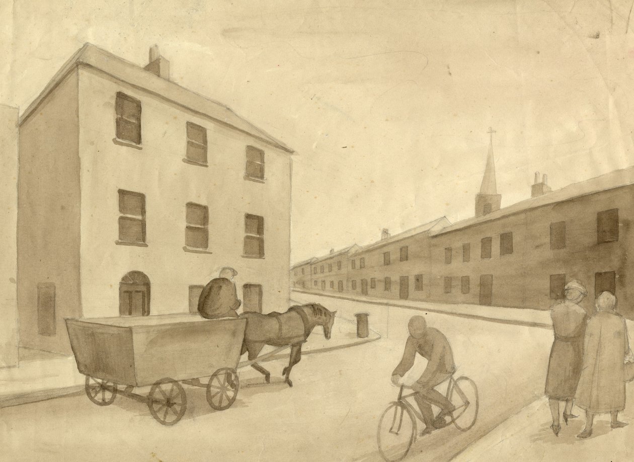 Monochrome Straßenszene, 1951 von Shirley Markham