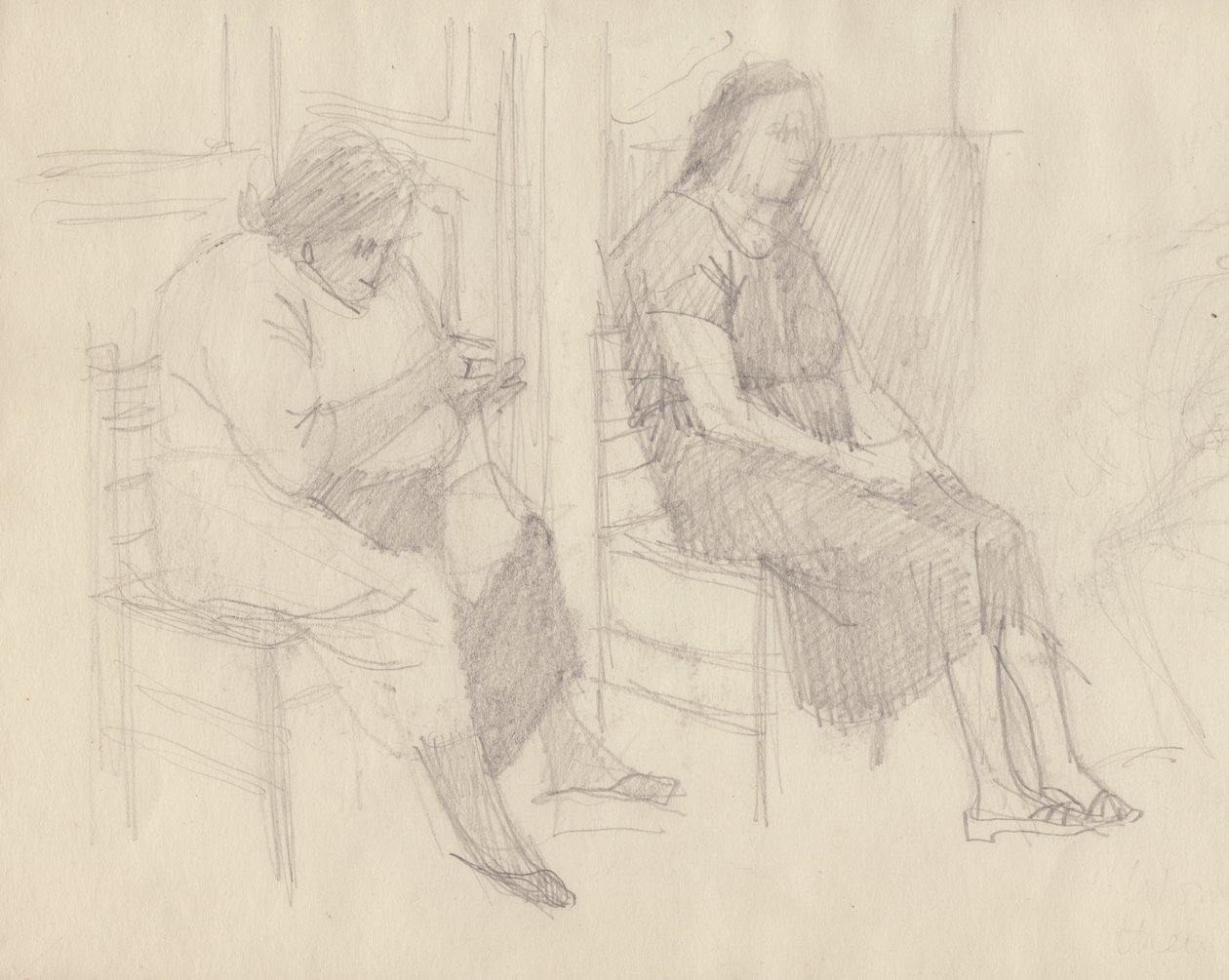Alte Frauen beim Stricken, Italien von Shirley Markham