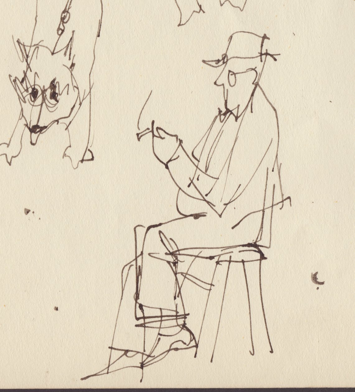 Sitzender Mann und Hundestudien, ca. 1950 von Shirley Markham