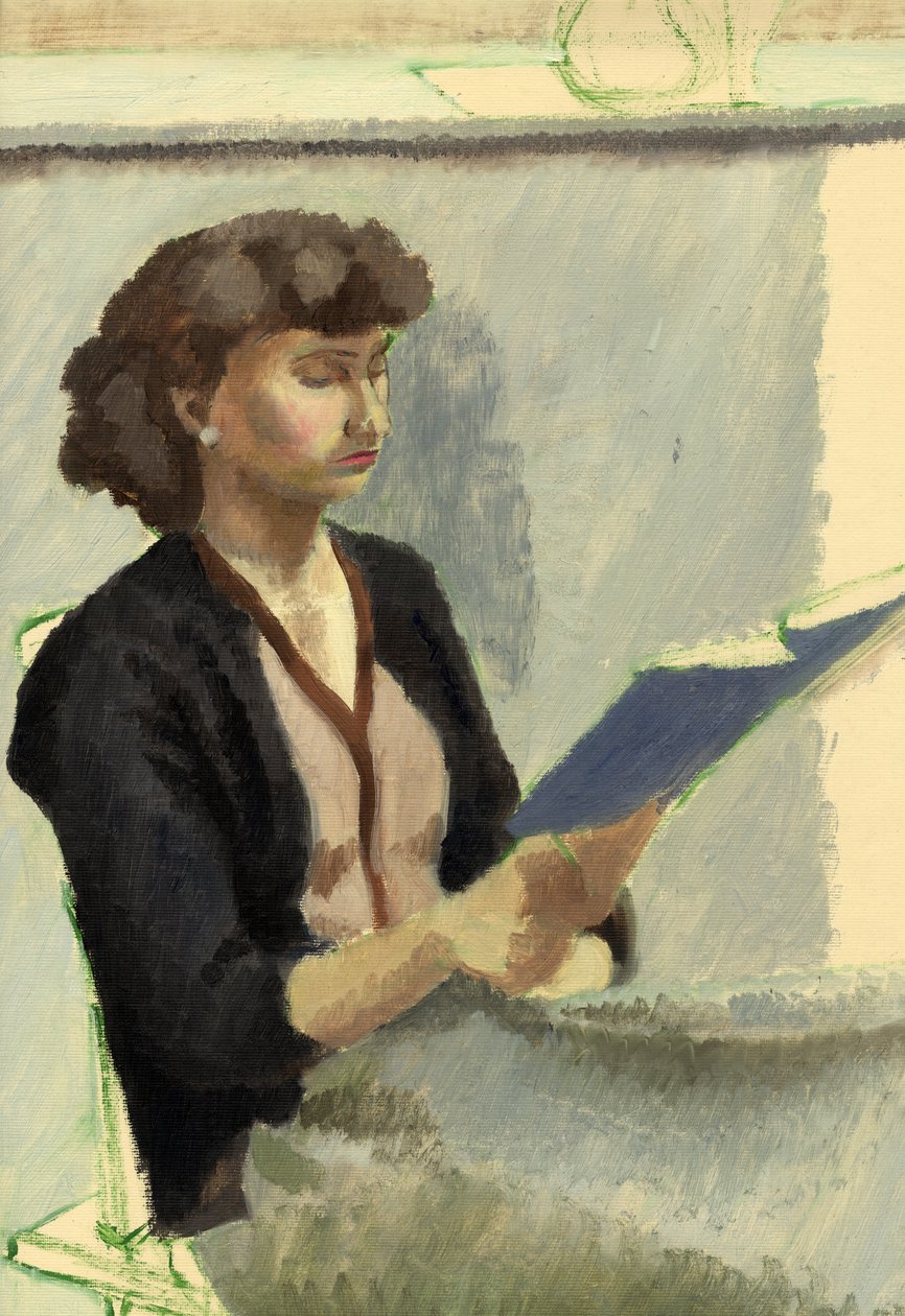 Sitzende Frau beim Lesen, ca. 1953 von Shirley Markham