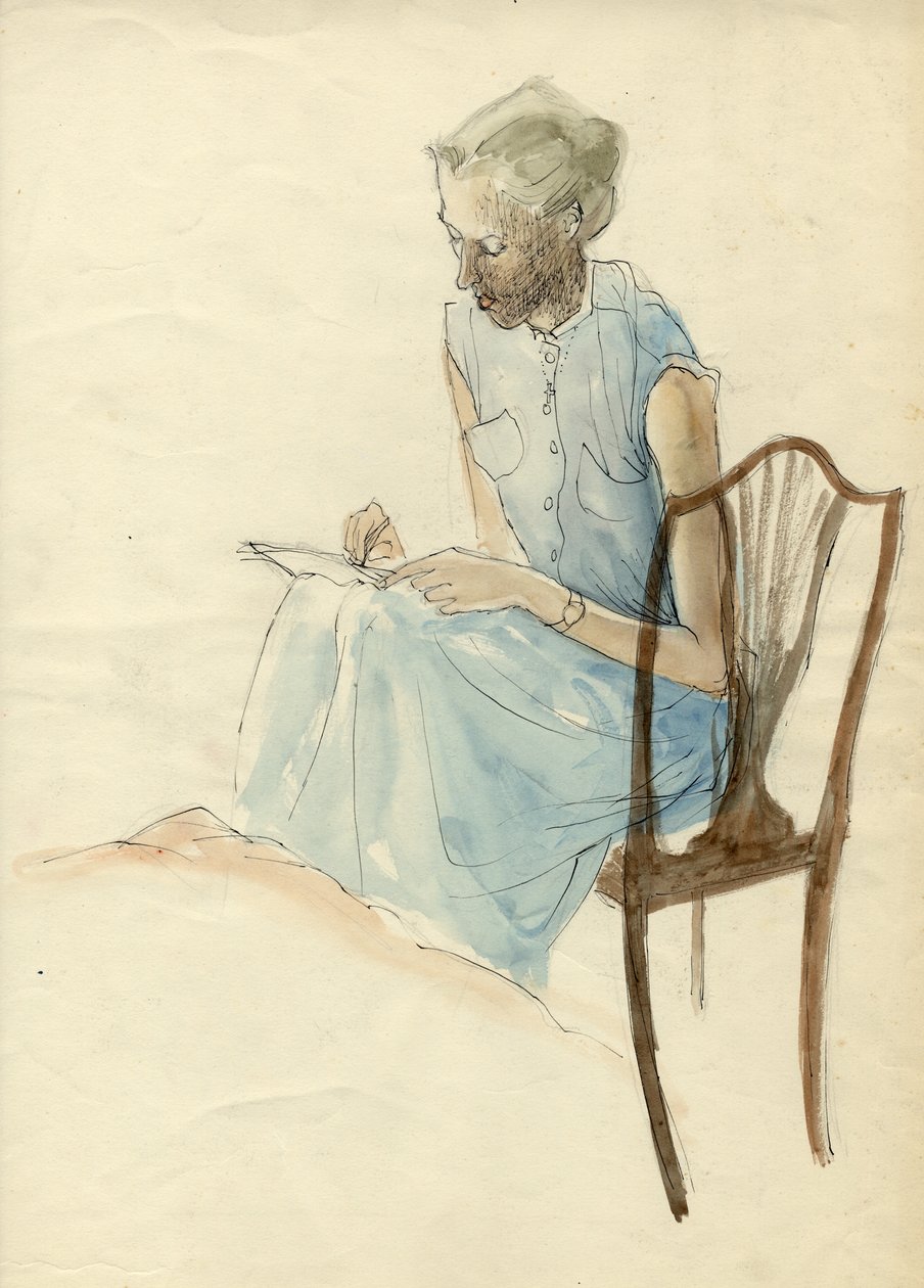 Sitzende Frau beim Schreiben, 1952 von Shirley Markham