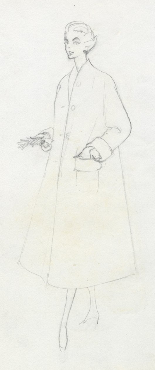 Frau im Staubmantel, ca. 1950 von Shirley Markham