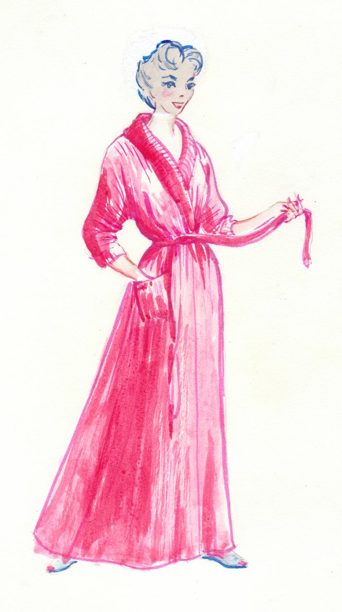 Frau im rosa Morgenmantel, ca. 1950 von Shirley Markham
