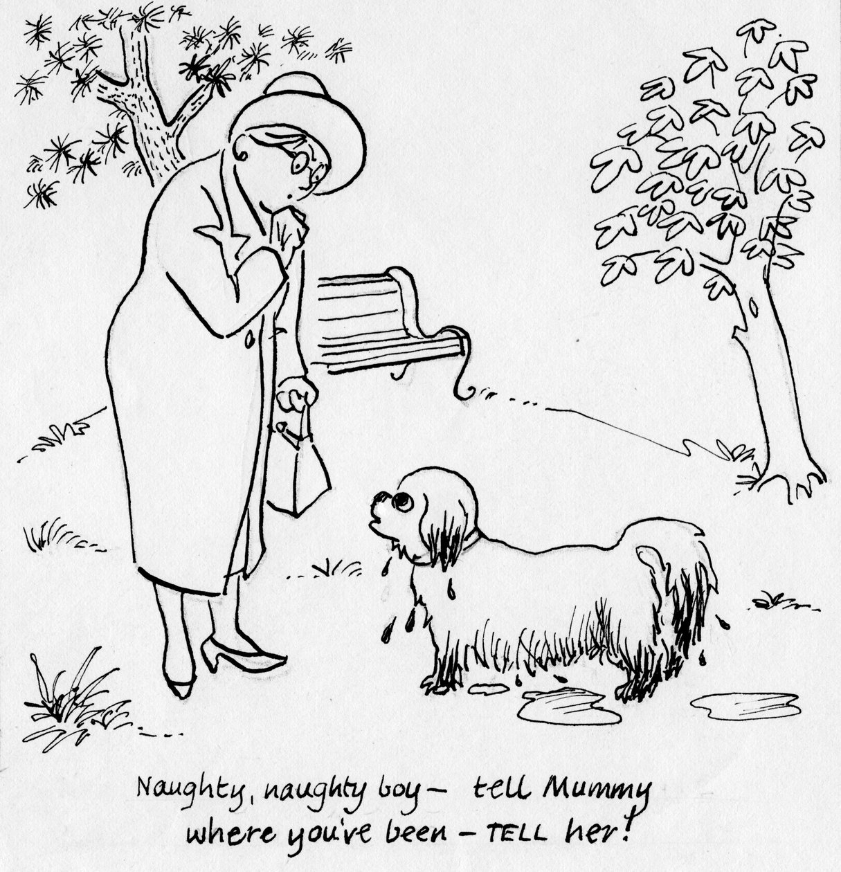 Frau mit Hund, ca. 1950 von Shirley Markham