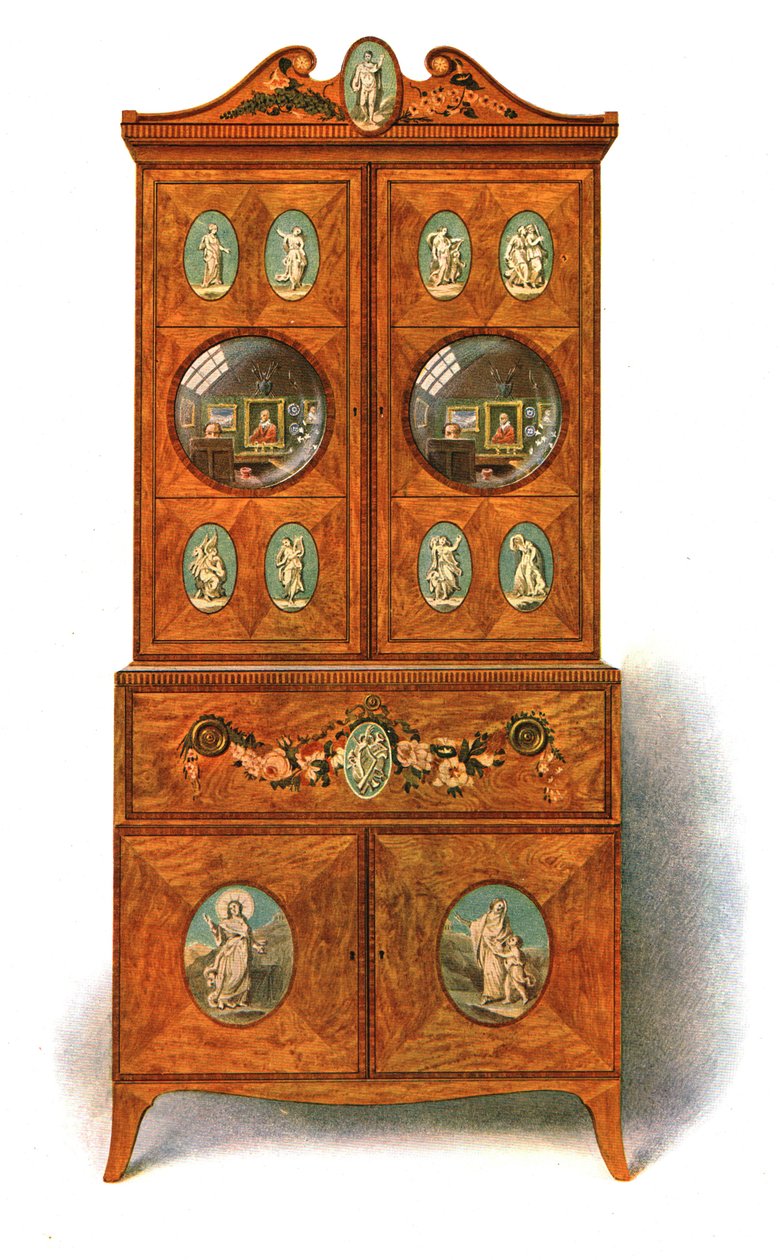 Bemalter Satinholz-Schreibtisch, 1908 von Shirley Charles Llewellyn Slocombe