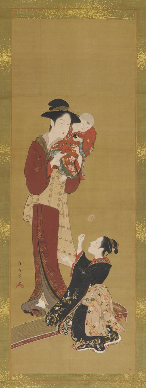 Frau, ein Baby und ein junges Mädchen, 1726-1868 von Shunsho