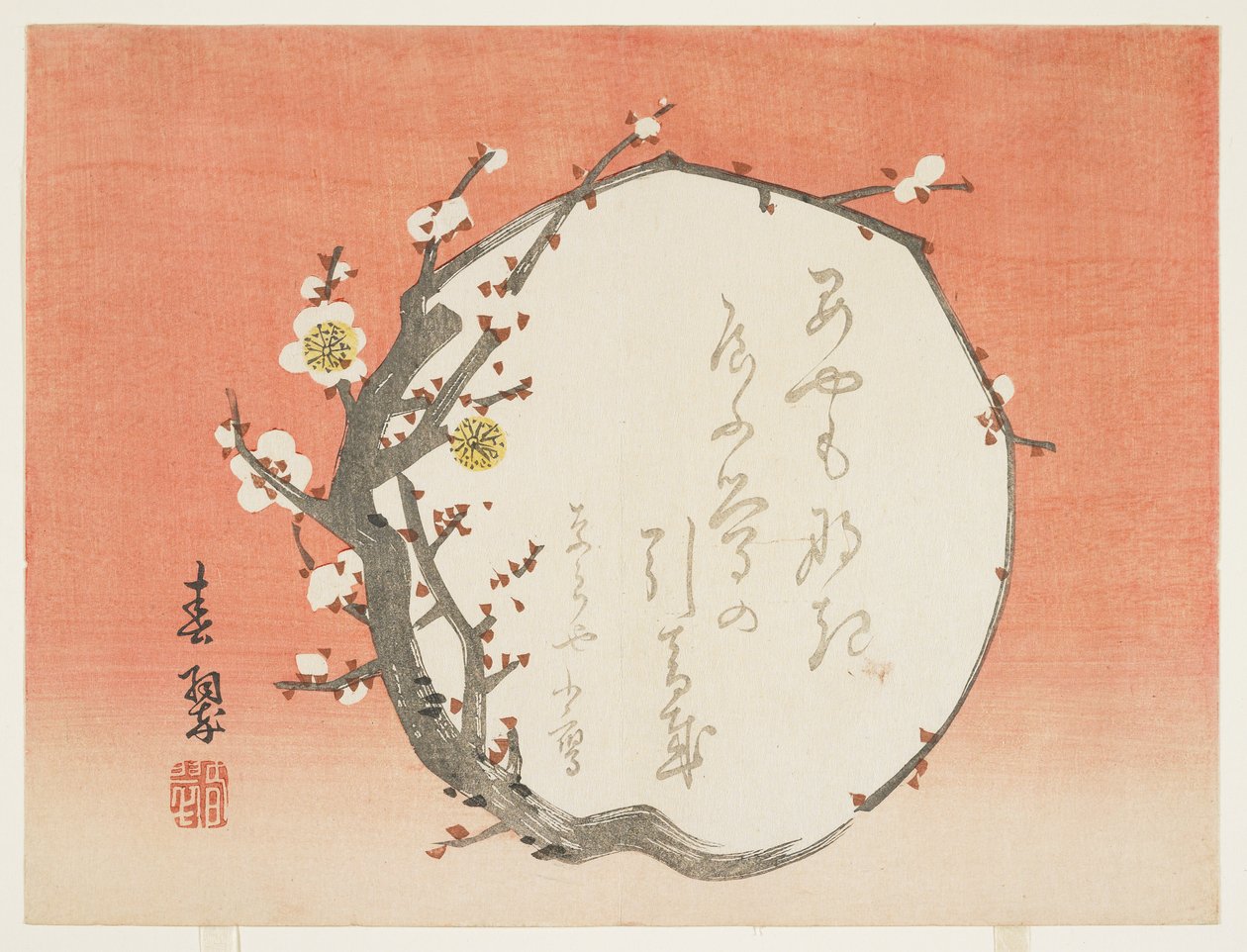 Runder Zweig eines blühenden Pflaumenbaums, ca. 1854-59 von Shunsui