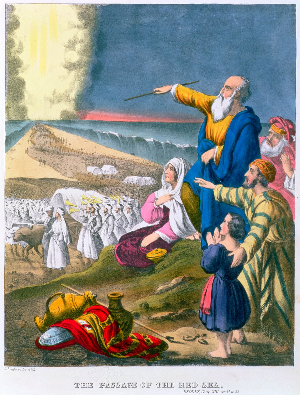 Moses teilt das Rote Meer, 1870er Jahre von Siegfried Detlev Bendixen